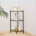 Étagère d'angle à 3 niveaux, étagère de rangement et de présentation rustique noire pour chambre à coucher, salon, bureau, cuisine, 13,8x13,8x31,5