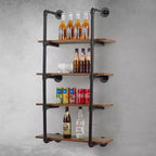 Étagère murale de style industriel à 4 niveaux, étagère flottante rustique de 30 po, en bois véritable, pour cuisine, bar, bibliothèque et présentoir à vin.