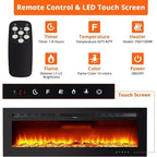 Cheminée électrique 88 pouces, intelligente encastrée ou murale, contrôle WiFi, double chauffage 750/1500W, 12 couleurs de flamme, écran tactile, minuterie