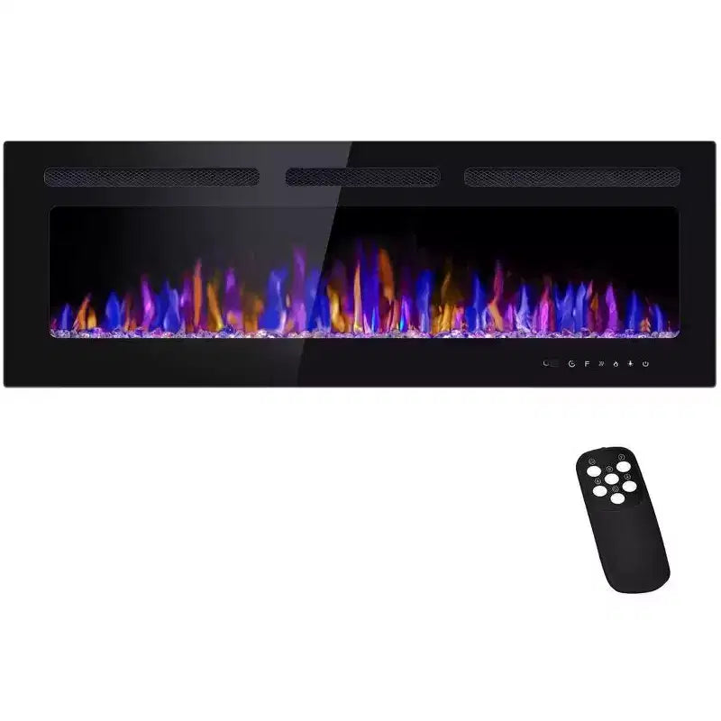 Coolmee 80 inch Smart Electric Fireplace Recessed & Mounted, Dual Heat 750/1500W with Remote, Adjustable Flames, Touch Screen, Timer