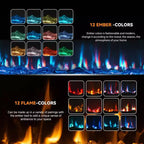 Cheminée électrique intelligente encastrable ou murale de 80 pouces, double chauffage 750/1500W avec télécommande, flammes réglables, écran tactile, minuterie