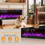 Cheminée électrique intelligente encastrable ou murale de 80 pouces, double chauffage 750/1500W avec télécommande, flammes réglables, écran tactile, minuterie