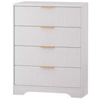 Commode à 5 tiroirs cannelée pour chambre à coucher, commode moderne de 120 cm de haut avec poignées en métal doré, commode en bois pour placard, salon, couloir