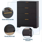 Commode à 5 tiroirs cannelée pour chambre à coucher, commode moderne de 120 cm de haut avec poignées en métal doré, commode en bois pour placard, salon, couloir