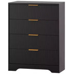 Commode à 5 tiroirs cannelée pour chambre à coucher, commode moderne de 120 cm de haut avec poignées en métal doré, commode en bois pour placard, salon, couloir