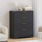 Fluted 5 Drawer Dresser for Bedroom, 47 Tall Modern Chest of Drawers with Gold Metal Handles, Wood Bedroom Dresser for Closet, Living Room, Hallway