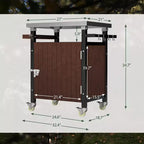Chariot de bar pour extérieur avec plateau en acier inoxydable pour cuisine de terrasse, marron, 32,4*18,7*34,7