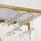 Chariot de bar de style rétro avec porte-bouteilles et porte-verres pour salon, doré, 35,63 x 13,98 x 40,35