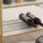 Chariot de bar de style rétro avec porte-bouteilles et porte-verres pour salon, doré, 35,63 x 13,98 x 40,35