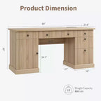 Bureau de direction 54 po avec tiroirs, bureau de télétravail cannelé avec classeur, bureau d'ordinateur en bois pour étude, table de conférence pour salon