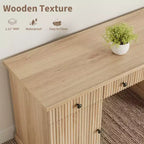 Bureau de direction 54 po avec tiroirs, bureau de télétravail cannelé avec classeur, bureau d'ordinateur en bois pour étude, table de conférence pour salon