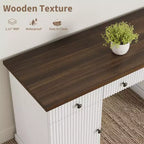 Bureau de direction 54 po avec tiroirs, bureau de télétravail cannelé avec classeur, bureau d'ordinateur en bois pour étude, table de conférence pour salon