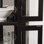 Vitrine d'angle éclairée - Étagère d'exposition en verre avec portes en verre trempé, étagères réglables - Meuble bar idéal pour la décoration intérieure - NOIR