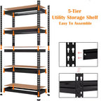 Étagères industrielles à 5 niveaux 30x12x60 pouces, rayonnage de garage robuste avec capacité de 2000 lb