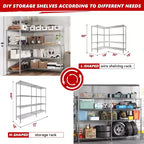 Étagère de rangement métallique robuste à 4 niveaux, étagères métalliques grillagées réglables 72W x 18D x 60H pour le stockage, unités d'étagères de rangement autoportantes de 1600 LBS