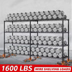 Étagère de rangement métallique robuste à 4 niveaux, étagères métalliques grillagées réglables 72W x 18D x 60H pour le stockage, unités d'étagères de rangement autoportantes de 1600 LBS