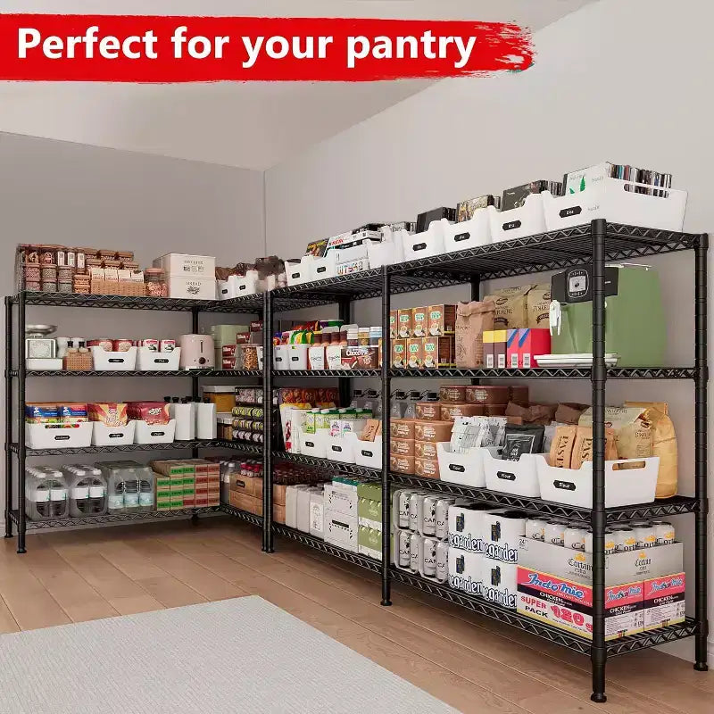 Étagère de rangement métallique robuste à 4 niveaux, étagères métalliques grillagées réglables 72W x 18D x 60H pour le stockage, unités d'étagères de rangement autoportantes de 1600 LBS