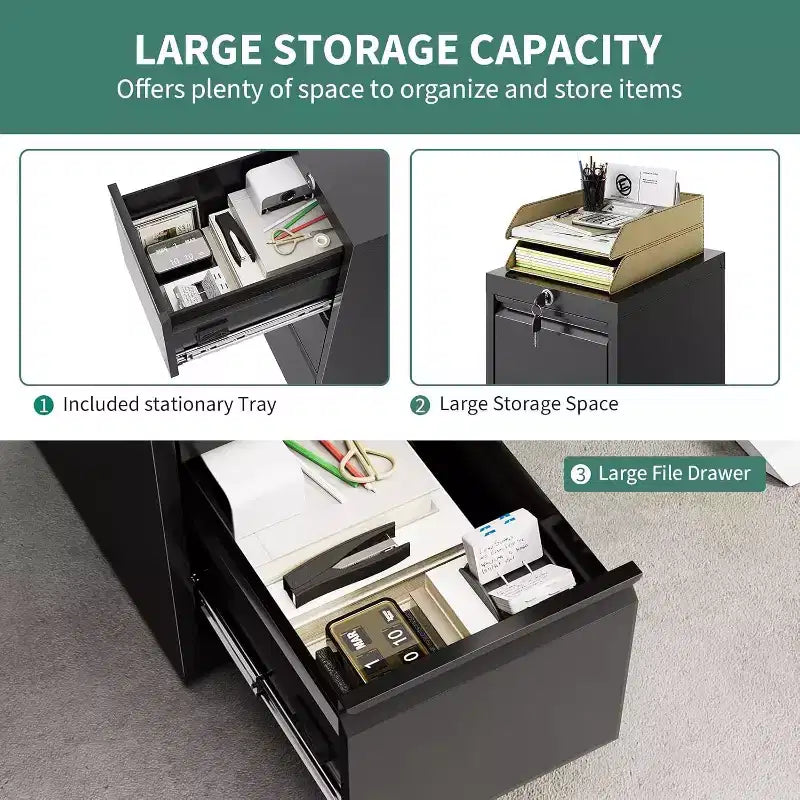 Classeur vertical à 4 tiroirs avec serrure, meuble de rangement en métal pour bureau à domicile, dossiers suspendus A4/lettre/légal