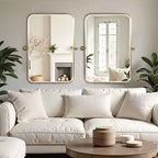 Miroir mural pivotant rectangulaire en fer doré 36 x 24, miroir de courtoisie inclinable pour salle de bain, miroir réglable bidirectionnel à cadre métallique pour chambre à coucher et salon