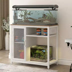 Meuble de support pour aquarium avec prises de courant, support d'aquarium en métal de 150-190 litres avec armoire pour le rangement des accessoires d'aquarium