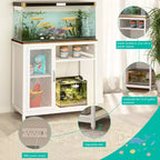 Meuble de support pour aquarium avec prises de courant, support d'aquarium en métal de 150-190 litres avec armoire pour le rangement des accessoires d'aquarium