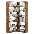 Corner Bookshelf, 6-Tier Corner Shelf l Shaped Bookshelf with Baffles,Wood Bookcase