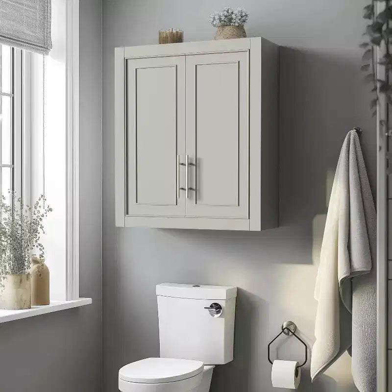 Meuble de rangement de salle de bain mural en bois pour la maison, petits espaces, gris, 26*22*8in