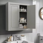 Meuble de rangement de salle de bain mural en bois pour la maison, petits espaces, gris, 26*22*8in