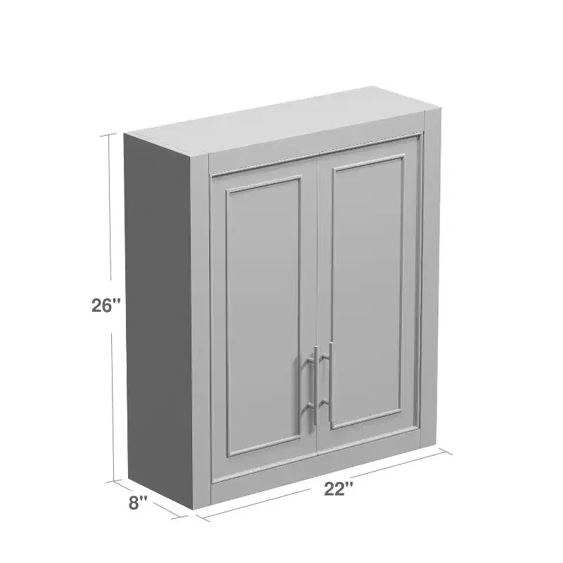 Meuble de rangement de salle de bain mural en bois pour la maison, petits espaces, gris, 26*22*8in
