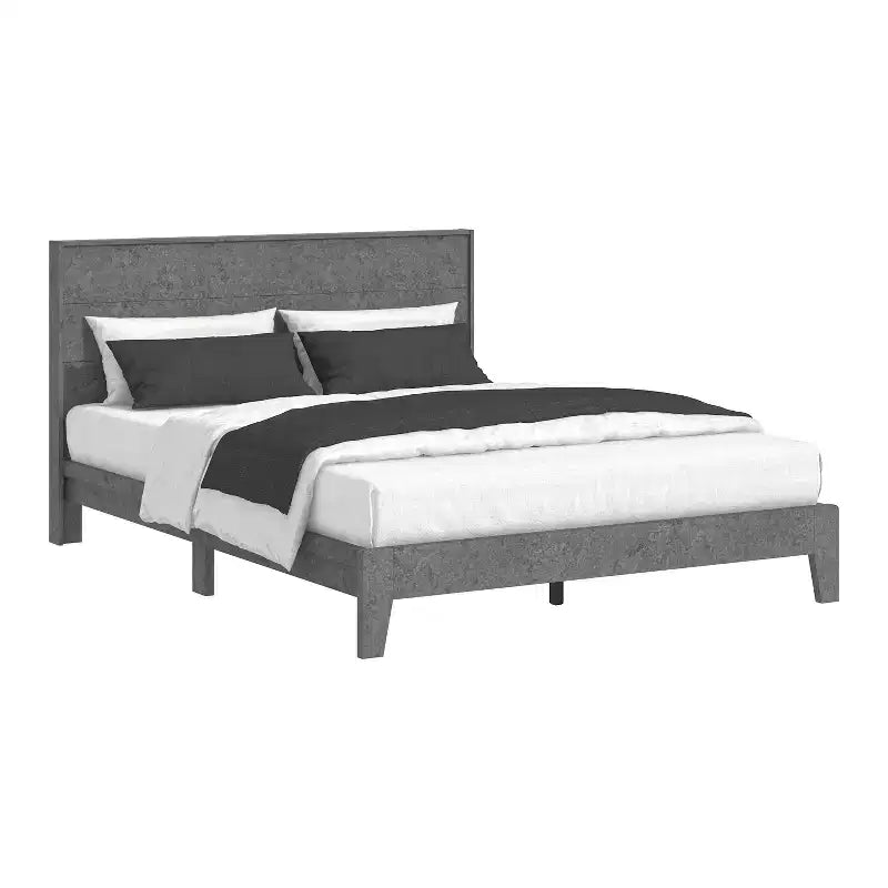 Lit Queen Payne Luxe avec Tête de Lit Béton Gris Frais