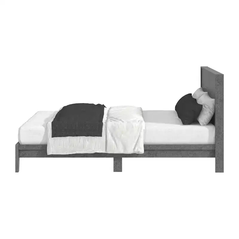 Lit Queen Payne Luxe avec Tête de Lit Béton Gris Frais