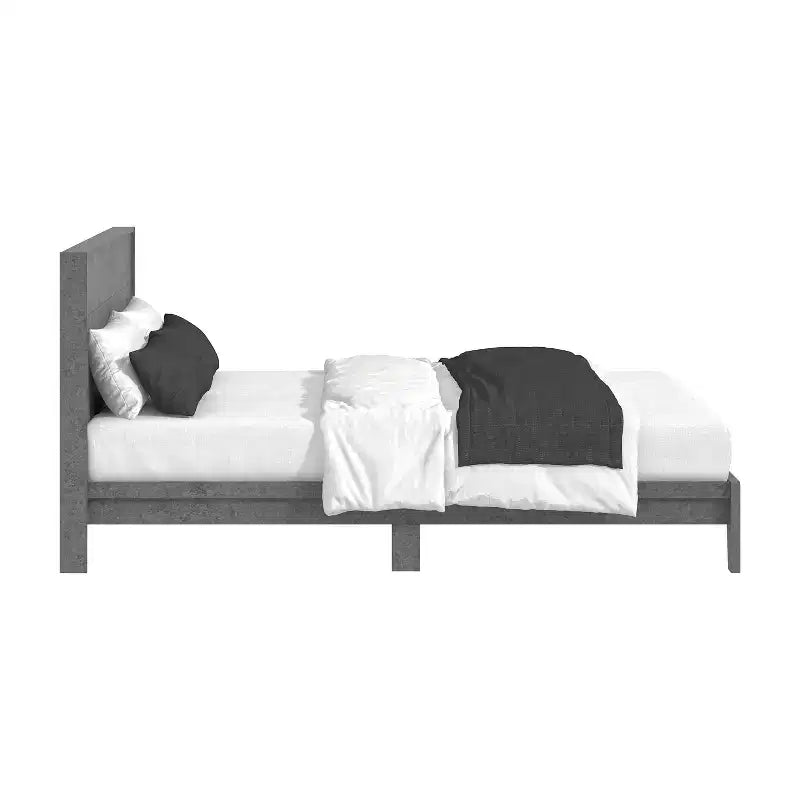 Lit Queen Payne Luxe avec Tête de Lit Béton Gris Frais