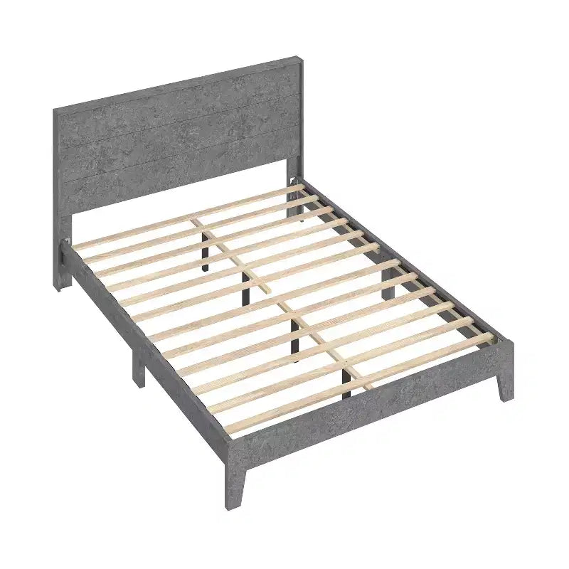 Lit Queen Payne Luxe avec Tête de Lit Béton Gris Frais