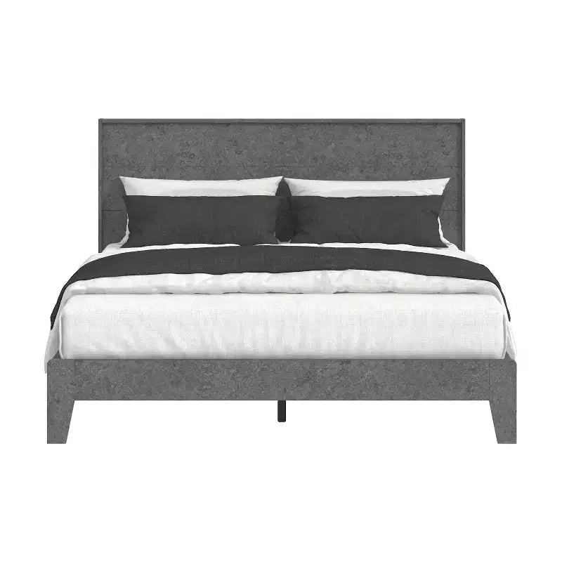 Lit Queen Payne Luxe avec Tête de Lit Béton Gris Frais