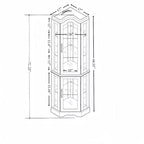 Vitrine d'angle éclairée avec portes et étagères en verre trempé - Meuble de rangement élégant pour la décoration du salon et de la chambre