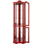 Vitrine d'angle éclairée avec portes et étagères en verre trempé - Meuble de rangement élégant pour la décoration du salon et de la chambre