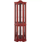 Vitrine d'angle éclairée avec portes et étagères en verre trempé - Meuble de rangement élégant pour la décoration du salon et de la chambre