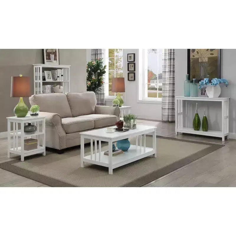 Table d'appoint Belmont avec plateau lisse et étagères ouvertes, petite table de rangement d'appoint de style transitionnel pour salon, chambre ou bureau