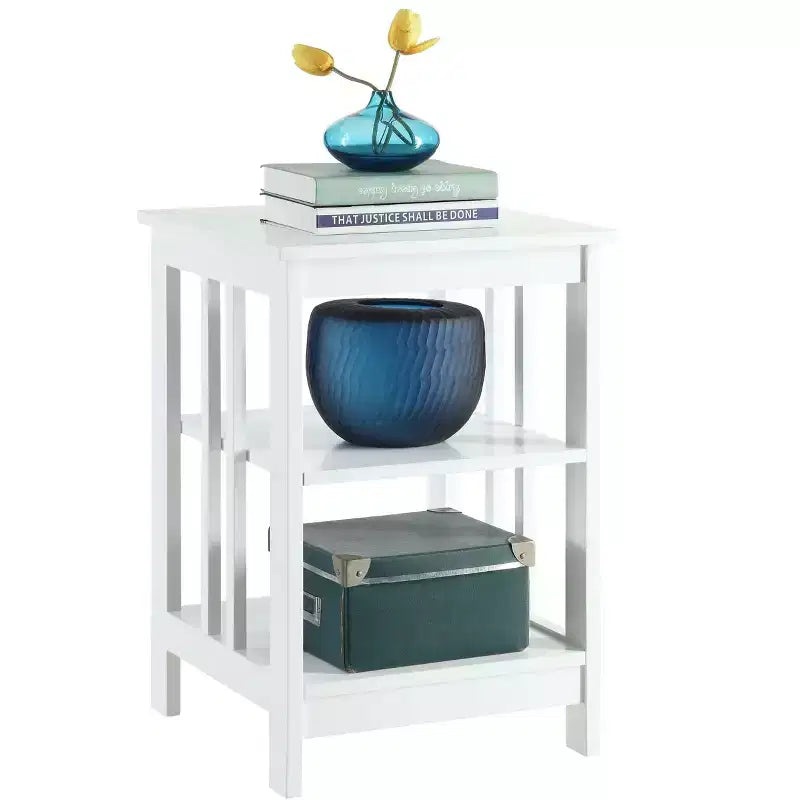 Table d'appoint Belmont avec plateau lisse et étagères ouvertes, petite table de rangement d'appoint de style transitionnel pour salon, chambre ou bureau