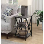 HomeStock Belmont Set of 2 Nesting End Tables with Powder Coated Metal X Frame, Woodgrain Surfaces, Space Saving Versatile Design