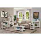 Table d'appoint Belmont avec plateau lisse et deux étagères ouvertes, table d'appoint moderne pour café, tablettes, objets de collection et essentiels du quotidien