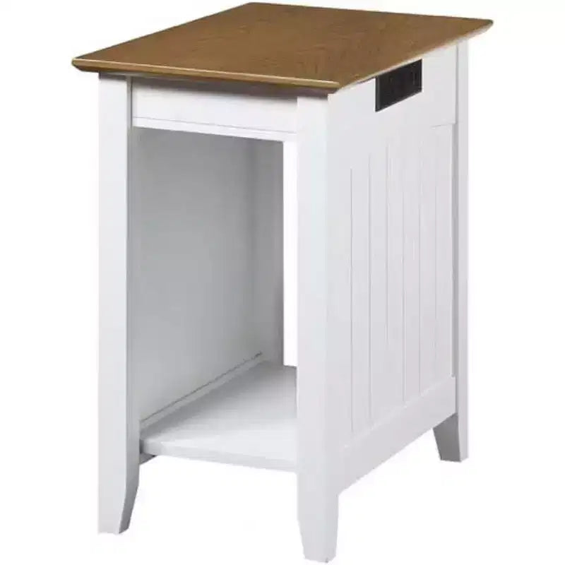 Table d'appoint Belmont avec multiprise et ports USB apparents, table d'appoint élégante avec étagère de rangement pour la décoration du salon ou de la chambre à coucher