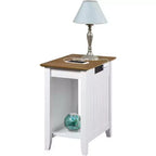 Table d'appoint Belmont avec multiprise et ports USB apparents, table d'appoint élégante avec étagère de rangement pour la décoration du salon ou de la chambre à coucher