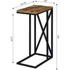 Table d'appoint Belmont C avec design moderne en C, plateau en panneau de particules et base en métal pour collations, boissons ou ordinateur portable
