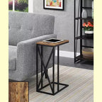 Table d'appoint Belmont C avec design moderne en C, plateau en panneau de particules et base en métal pour collations, boissons ou ordinateur portable