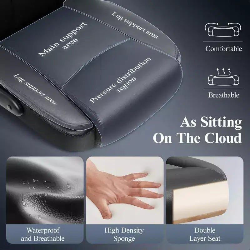 Chaise de bureau en cuir, grande chaise d'ordinateur de direction respirante en PU avec soutien lombaire, noire