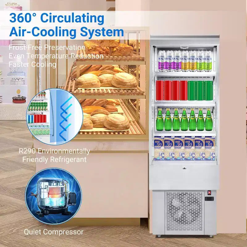 Vitrine à pâtisserie, vitrine réfrigérée - Réfrigérateur à pâtisserie commercial de comptoir de 250 L avec porte en verre trempé, éclairage LED, étagères réglables, blanc