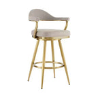 Chaise de bar pivotante de hauteur comptoir en tissu taupe et doré et acier inoxydable, lot de 26
