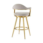 Chaise de bar pivotante de hauteur comptoir en tissu taupe et doré et acier inoxydable, lot de 26