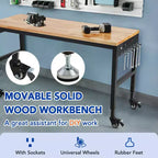 Établi réglable 75 x 25, table de travail robuste de 2000 lb avec roulettes et prise de courant, table polyvalente pour atelier de garage
